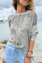 Italian Gray Long Arm Washed Soft Textured Cotton Loose Woven Blouse 65 60