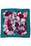 Heart Patterned Satin Petrol Green Scarf - 90X90 - 3