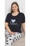 With Heart Plus Size Oversize Women's Summer Short Sleeve Pajamas Set, You Can Choose 1 Size Larger. - 3