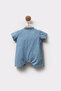 Denim Fabric Starry Embroidery Embroidered Front Buttoned Short Sleeve Summer Baby Boy Jumpsuit - 2