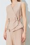 Women's Mink Double Breasted Vest and Tied Palazzo Trousers Suit - 6