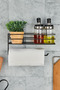 Adhesive Metal Paper Towel Holder, Black Spice Stand and Kitchen Shelf - 3