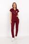 Unisex Women Men Burgundy Color Lycra Doctor Nurse Hospital Scrubs Uniform Set - 3