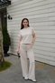 Women's Beige Modal Fabric Tracksuit Set