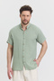 Men's Shirt - Muslin Halim Collar Short Sleeve Shirt - 4080 - 5