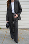 Women's Anthracite Blazer Jacket Trousers Set - 6