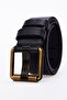 2-Piece Men's 100% Genuine Leather Yellow Tubular 4.5 cm Jeans Belt - 8