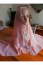 Handcrafted Needlepoint Prayer Headscarf and Mevlüt Cover, Powder Color Dowry Embroidered Writing Hoop - 5