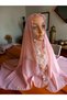 Handcrafted Needlepoint Prayer Headscarf and Mevlüt Cover, Powder Color Dowry Embroidered Writing Hoop - 7
