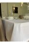 Piko Wrap Detailed Polyester Linen Carefree Table Cloth White + 12 Napkins - 5