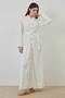 Gold Buttoned Embroidered Dress - White - 2