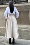 Mink Long Skirt with High Waist, Pockets, Kilograms Cutout, Gray Stamp - 3