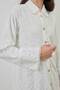Gold Buttoned Embroidered Dress - White - 5