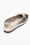 Romy Gold-Black Skin Genuine Leather Blunt Toe Bow Women's Ballerina Shoes - 5