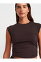 30899 Top with Shirring Detail - Dark Brown - 3