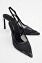 Venas Black Mesh Women's High Heeled Shoes
