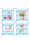 Spring Themed Velvet Throw Pillow Cover Set of 4 43X43 cm Double Side Printing - 2