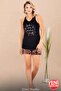 Viscose Patterned Shorts - Printed 0 Sleeve T-Shirt - New Season Pajama Set 7734 - 3