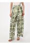 Green Floral Patterned Belted Satin Trousers Kimono Suit - Refka - 5