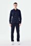 Navy Blue Comfort Fit Patterned Stretch Fabric Cotton Sports Shirt - 2