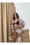 Women's Brown Wrap Fabric Kimona Suit - 2