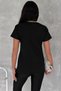Women's Black V-Neck Leopard Sequin Embroidered 100% Cotton T-Shirt - 3