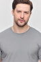 Men's Gray 100% Cotton Regular Fit Crew Neck Basic T-Shirt - 6