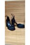 Women's Black Satin Pearl Ankle Tie Platform Shoes - 5