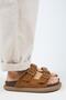 (Sude) Women's Genuine Leather Double Buckle Trock Taba Slippers - 2