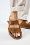(Sude) Women's Genuine Leather Double Buckle Trock Taba Slippers - 6