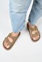 (Sude) Women's Genuine Leather Double Buckle Trock Mink Slippers - 7