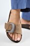 (Alandra 2) Women's Genuine Leather Single Buckle Mink Slippers - 5