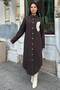 Coffee Double-Sided Soft Texture, Applique Detail, Double Stamp Shirt Dress - 6