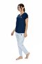 U.S. Polo Assn. 20019 Striped Half Sleeve V-Neck Pajamas Suit - 2