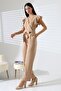 Double Breasted Jumpsuit with Flounces on the Sleeves and Belted Waist - 3