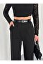 Women's Double Pleated Flexible Belt Detail Palazzo Fabric Pants