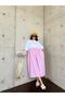 Women's Pink Combed Cotton Six-Line Woven Fabric Long Oversize Dress 29169 - 4
