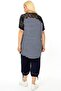 Round Neck, Lace Shoulder Back, Striped and Printed Blouse, Waist and Leg Elastic, Pocket Trousers Set - 7