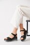 Karales cross strap genuine leather women's sandal black skin - 2
