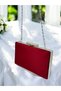 Burgundy Crystal Stone Metal Handle Satin Women's Evening Bag Evening Dress Bag - 5