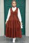 Kat Pleated Dark Tile Hijab Gilet Dress 577Kkrmt - 2