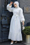 White Laced Hijab Dress - 10034B - 2