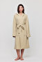 Women's Muslin Pocket Tie Hooded Beige Bathrobe