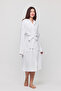 Women's Muslin Pocket Tie Hooded White Bathrobe - 2