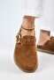 (Asymmetry) Women's Genuine Leather Belt Buckle Sabo Taba Slippers - 6