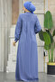 Blue Hijab with Pockets Ferace 20031M - 4