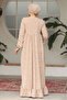 Laced Beige Hijab Dress 23201BEIGE - 6