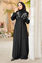 Embroidery Patterned Black Hijab Ferace 29104S - 2