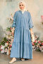 Buttoned Blue Modest Denim Dress 10622M - 4