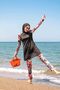 Black Full Covered Hijab Swimsuit with Tie Strings 1945S - 4